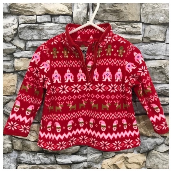 NWT Oshkosh B'gosh Holiday Christmas Fleece Pullover Top 12 Months Baby Boy Girl - Picture 2 of 4